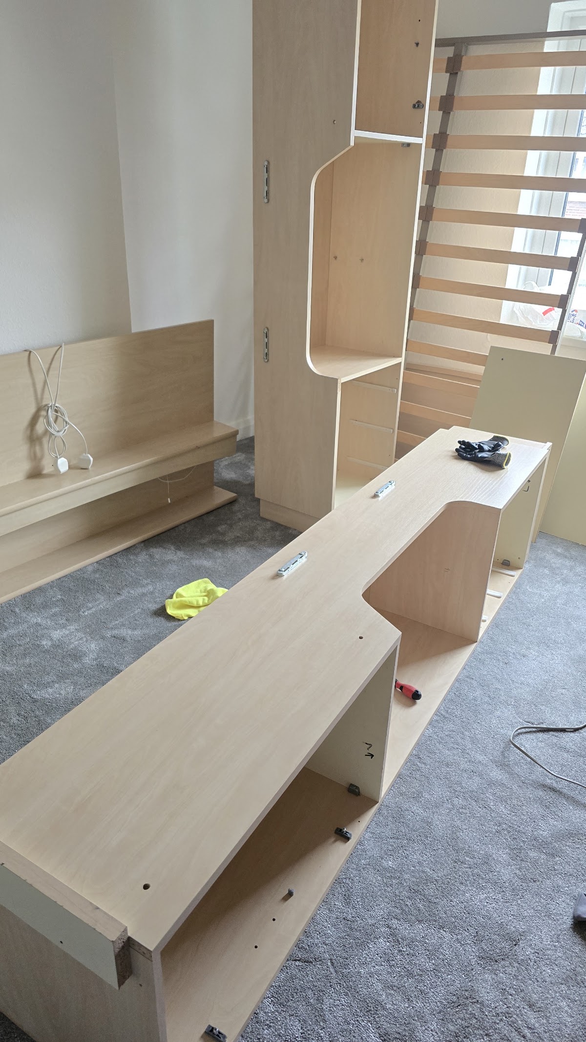 Fitted furniture and shelving being assembled in a Peterborough home