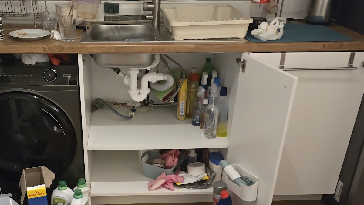 Under-sink plumbing and waste trap work